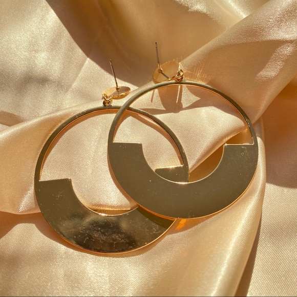 Unique Design//Mirror Hoop Earrings - Picture 3 of 7